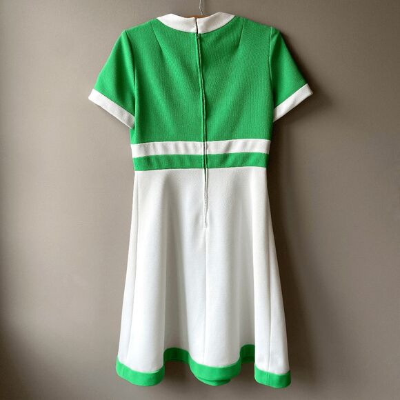 VTG 1960s Mod Green & White Dress M/L | Go-Go, Barbie, Mad Men Costume - Picture 6 of 8